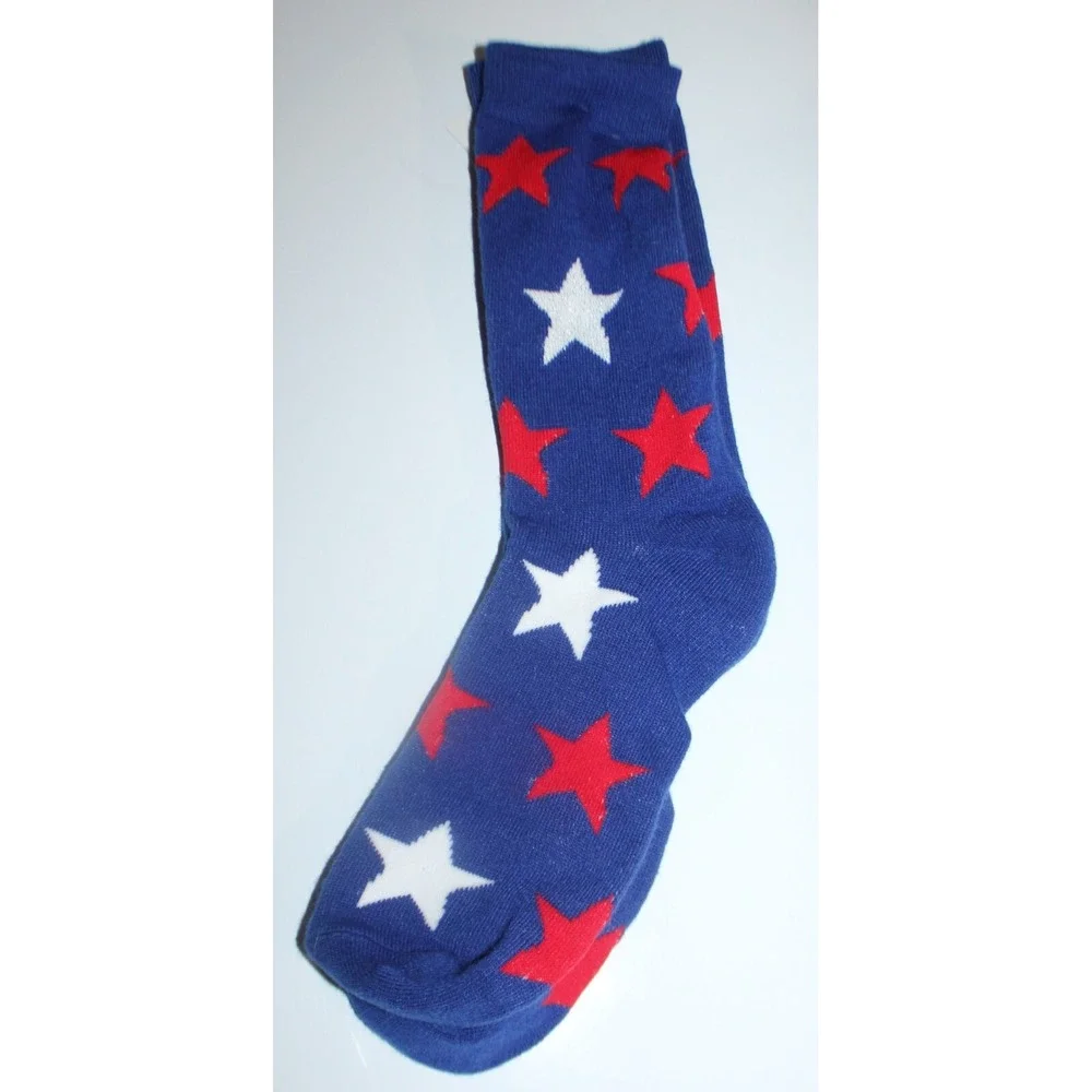 Women's men's Stars Stripes Patriotic Novelty Knee-high Socks Shoe Size 4-10